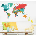 Coloré Carte Du Monde Stickers Muraux Peel and Stick Stickers Muraux Amovibles DIY Art Décor Murale Vinyle Maison Enfants Room Office Decal